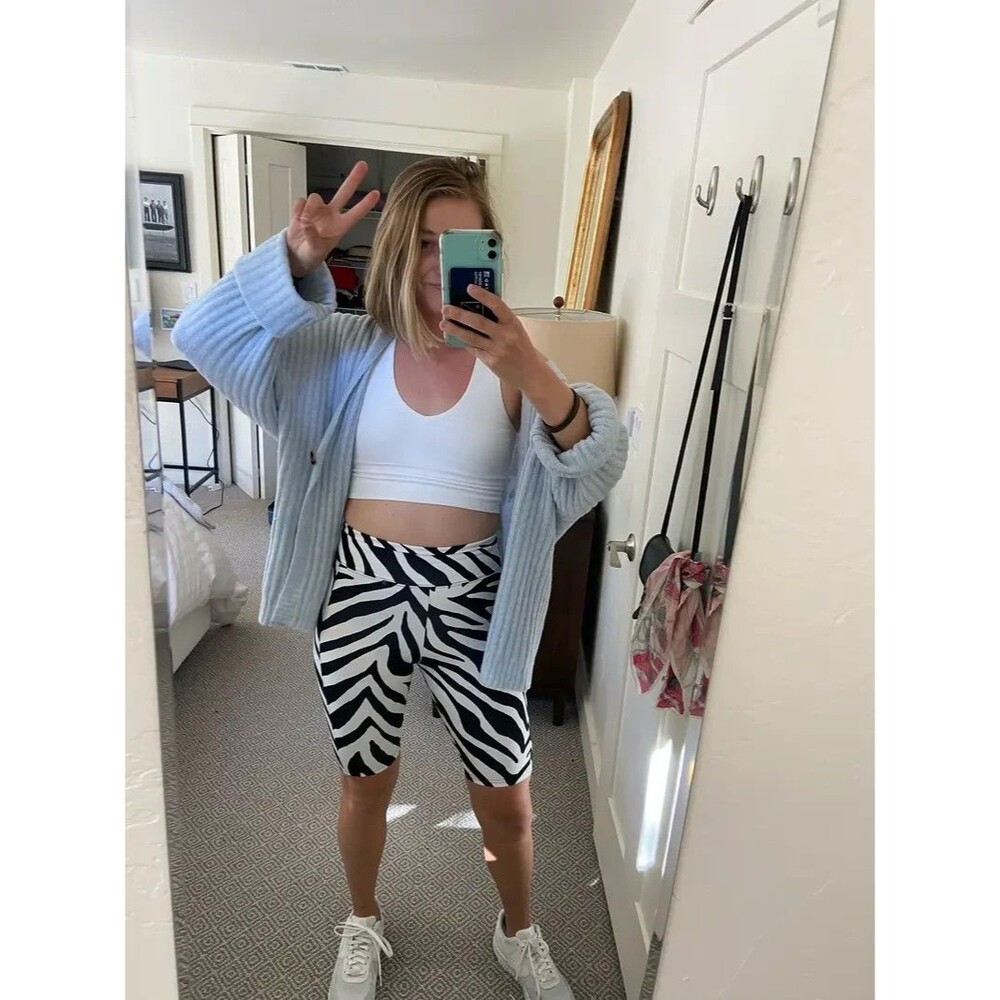 Redemption Athletix Zebra Bike Shorts SMALL Black White Stretch Athleisure Italy